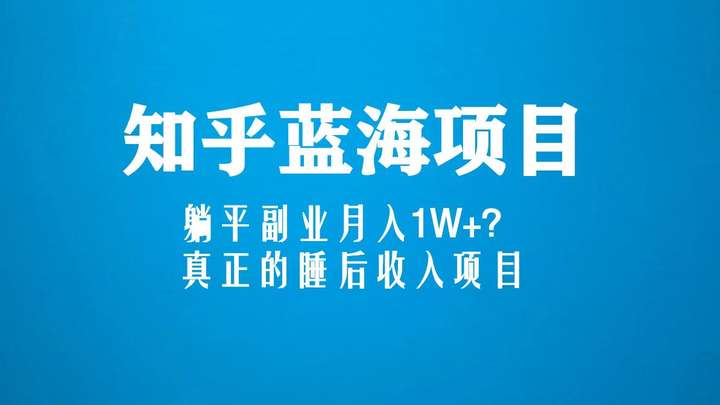知乎蓝海项目玩法教程【真正的睡后收入项目】躺平副业月入1W+