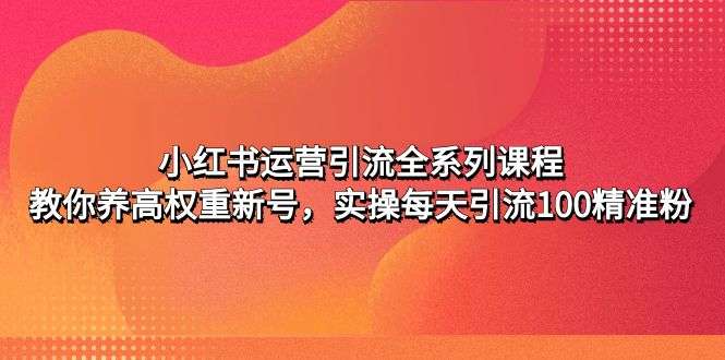 小红书引流推广课程：教你养高权重新号，实操每天引流100精准粉