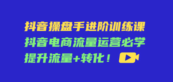 抖音操盘手从零到精通课程：抖音电商流量运营必学，提升流量+转化！
