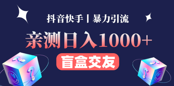 交友盲盒赚钱副业项目，亲测日收益1000+