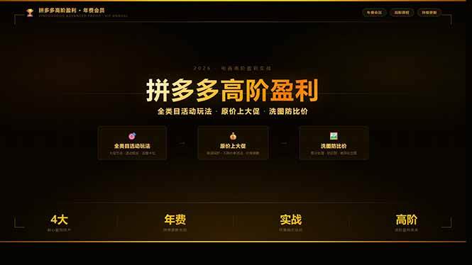 拼多多高阶盈利年费会员(更新3月31)：全类目活动玩法、原价上大促、洗图防比价等核心盈利技术