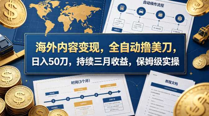 海外内容变现，全自动撸美刀，日入50刀，持续三月收益，保姆级实操【揭秘】