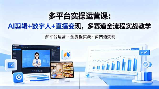 某团队多平台实操运营课-更新26年4月29:AI剪辑+数字人+直播变现,多赛道全流程实战教学