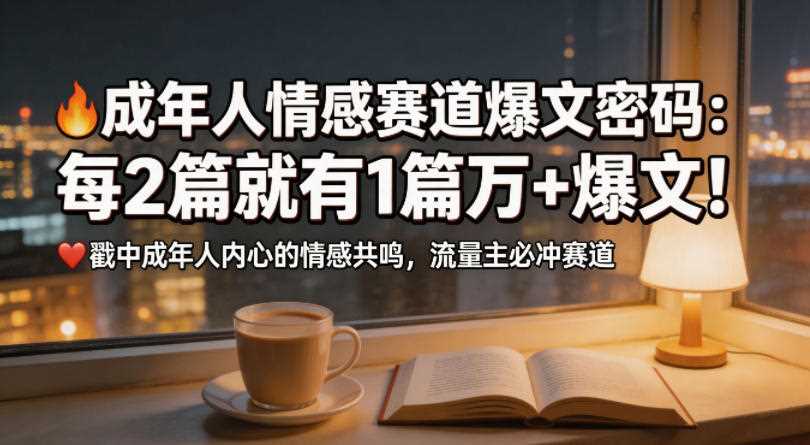 公众号流量主成年人情感心理赛道,流量最大,受众最广的主流赛道之一,平均每2篇就有1篇万爆文章