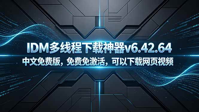 IDM多线程下载神器v6.42.64中文免费版,免费免激活,可以下载网页视频