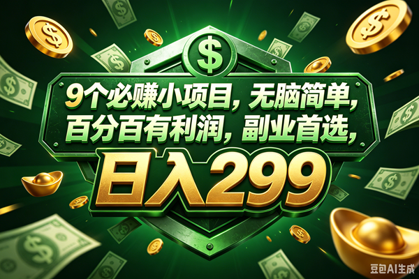 9个必赚的小项目,百分百赚,无脑简单,副业首选,日入199+