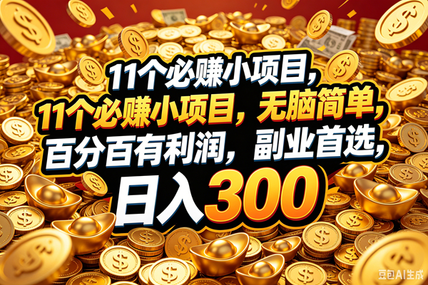 11个必赚的小项目,百分百赚元子,无脑简单,副业首选,日入300+