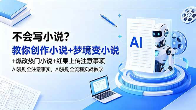 不会写小说?教你创作小说+梦境变小说+爆改热门小说+红果上传注意事项,AI漫剧全流程实战教学