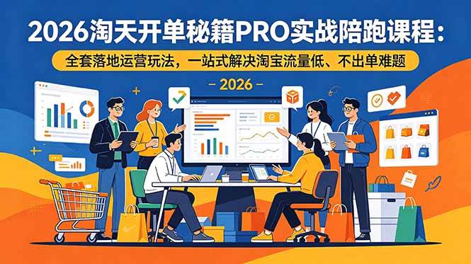 2026淘天开单秘籍PRO实战陪跑课程:全套落地运营玩法,一站式解决淘宝流量低、不出单难题