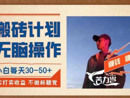 搬砖计划，小白无脑操作每天利润30-50+，完全无脑，不存在封号【揭秘】