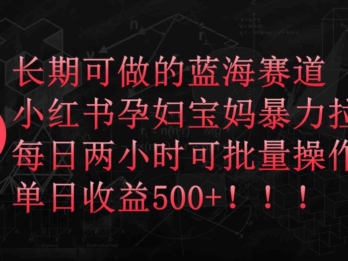 小红书孕妇宝妈暴力拉新玩法，每日两小时，单日收益500+