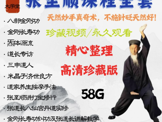 58G张至顺八部金刚功长寿功教程中医养生按摩中医教程张至顺全套养生课程【电商热销35】