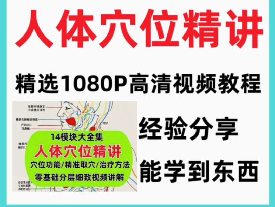 人体穴位精讲教程-功能精准取穴中医经络推拿按摩针灸视频课程【电商热销440】