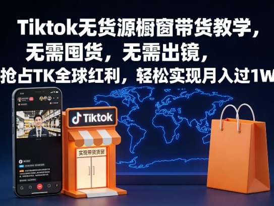 2026Tiktok无货源橱窗带货教学，无需囤货，无需出镜，轻松实现月入过1W