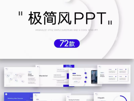 72套极简风PPT模板-极简ppt模板简约商务高级感年终中工作总结述职报告演讲动态模版【电商热销635】