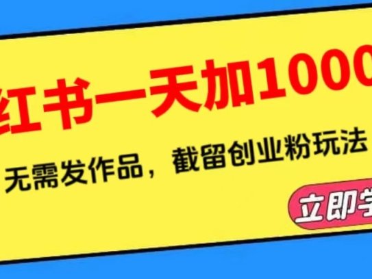 小红书无需发作品一天加1000群截留创业粉玩法教程