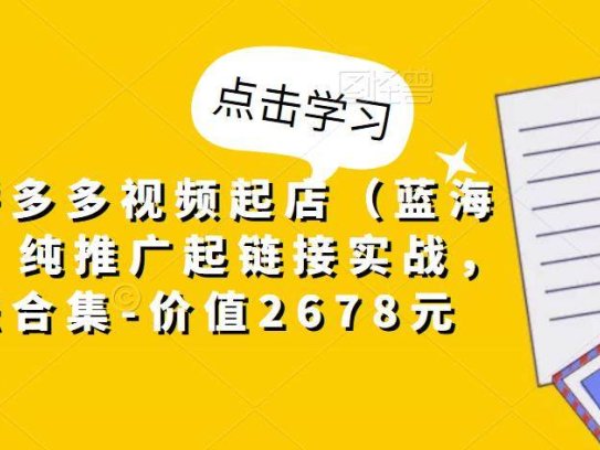 拼多多蓝海项目：利用视频起店实战玩法合集-价值2678元