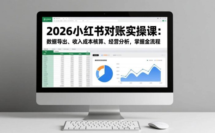 2026小红书对账实操课：数据导出、收入成本核算、经营分析，掌握全流程