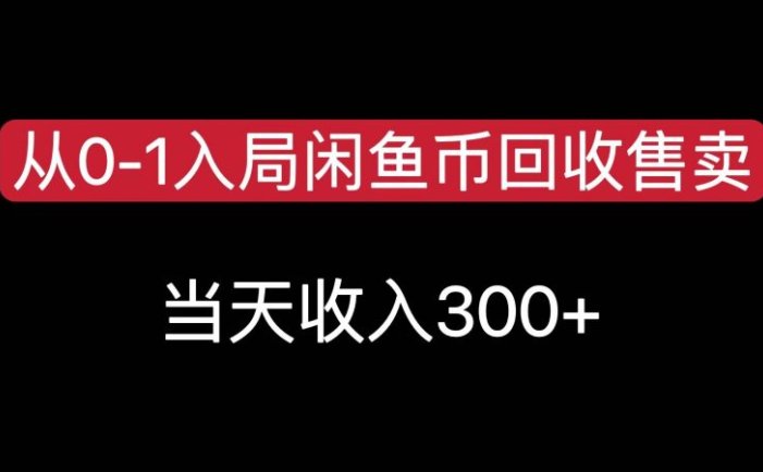 闲鱼币回收售卖冷门项目，当天变现300，简单无脑26新手可操作
