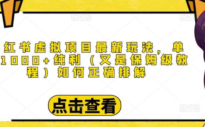 小红书虚拟项目玩法教程，教你怎么做小红书虚拟项目单天1000+纯利
