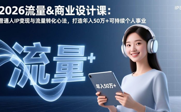 2026流量&商业设计课：普通人IP变现与流量转化心法，打造年入50万+可持续个人事业