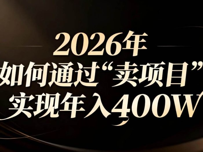 2026年如何通过“卖项目”实现年入百万