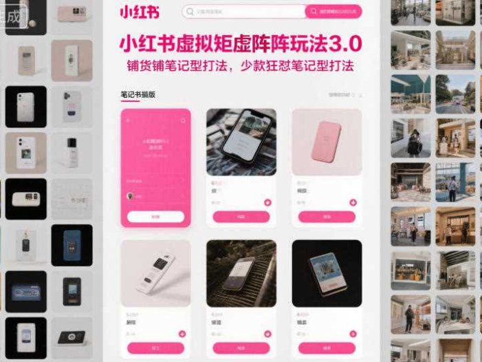 小红书虚拟矩阵玩法3.0，铺货铺笔记型打法，少款狂怼笔记型打法