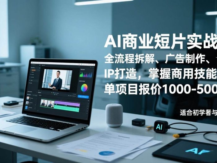 AI商业短片实战课，全流程拆解、广告制作、IP打造，掌握商用技能，单项目报价1000-5000元