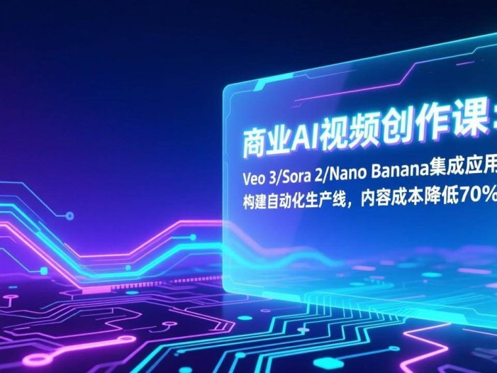 商业AI视频创作课：Veo 3/Sora 2/Nano Banana集成应用，构建自动化生产线，内容成本降低70%