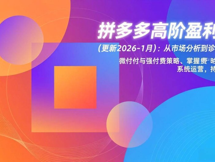 拼多多高阶盈利课(更新2026-1月)：从市场分析到诊断优化、微付费与强付费策略，掌握系统运营