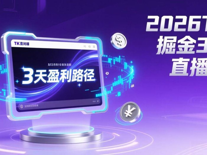 2026TK掘金直播课，起号涨粉+直播带货+商单变现+3天打通盈利路径，月入过万美金