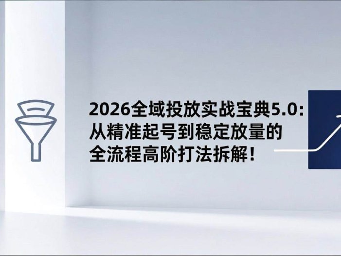 2026全域投放实战宝典5.0：从精准起号到稳定放量的全流程高阶打法拆解！