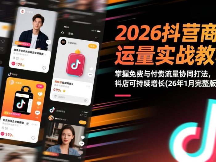 2026抖音商城运营实战教学：掌握免费与付费流量协同打法，抖店可持续增长(26年1月完整版115节)