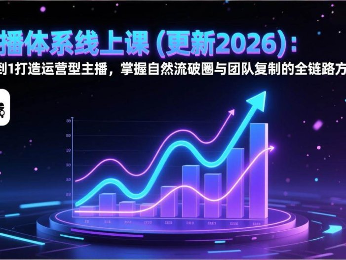 直播体系线上课(更新2026)：从0到1打造运营型主播，掌握自然流破圈与团队复制的全链路方法