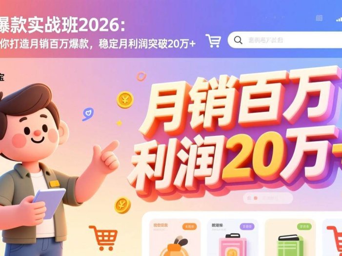 淘宝爆款实战班2026：手把手教你打造月销百万爆款，稳定月利润突破20万+