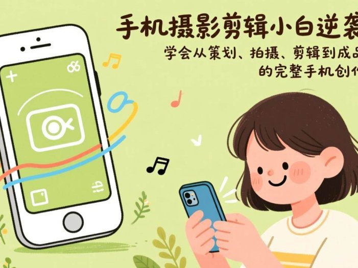 手机摄影剪辑小白逆袭课：学会从策划、拍摄、剪辑到成品输出的完整手机创作能力