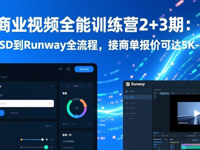 AI商业视频全能训练营2+3期：掌握SD到Runway全流程，接商单报价可达5K-5W