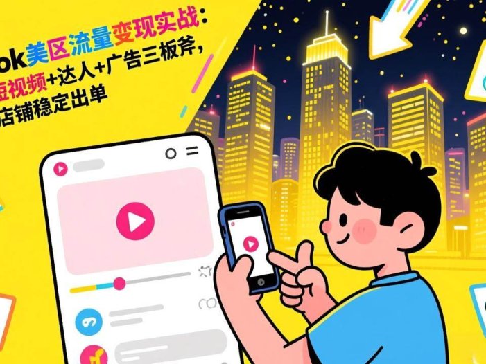 TikTok美区流量变现实战：掌握短视频+达人+广告三板斧，驱动店铺稳定出单