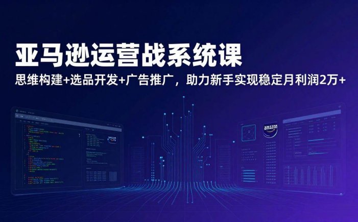 亚马逊运营实战系统课，思维构建+选品开发+广告推广，助力新手实现稳定月利润2万+