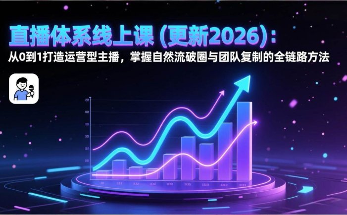 直播体系线上课(更新2月)：从0到1打造运营型主播，掌握自然流破圈与团队复制的全链路方法