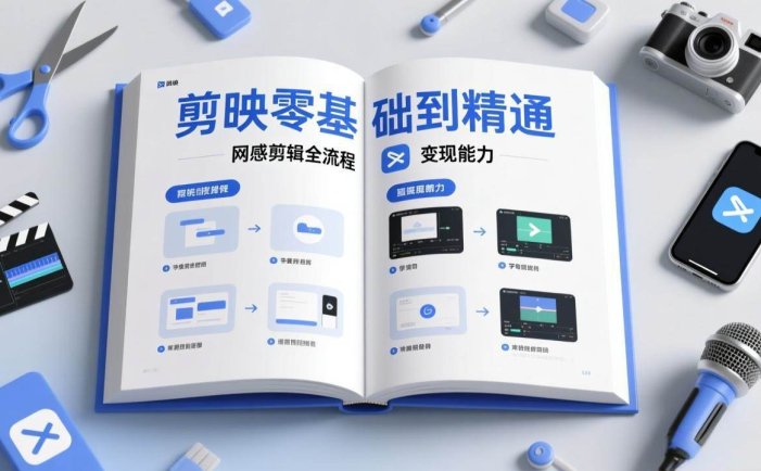 剪映零基础也能快速上手，从入门到精通掌握网感剪辑全流程，掌握能直接变现的剪辑能力