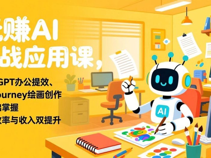 玩赚AI实战应用课，ChatGPT办公提效、Midjourney绘画创作，零基础掌握，助力效率与收入双提升