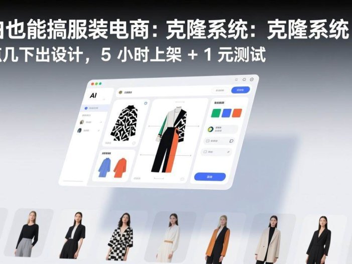小白也能搞服装电商：克隆系统：AI 点几下出设计，5 小时上架 + 1 元测试