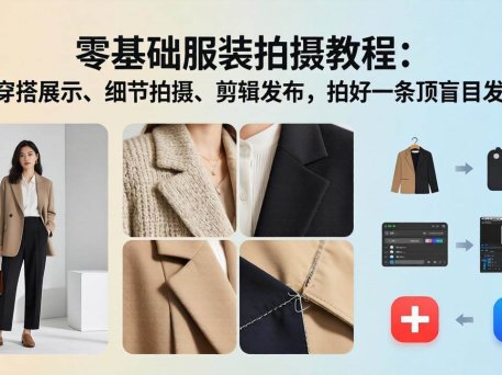 零基础服装拍摄教程：覆盖穿搭展示、细节拍摄、剪辑发布，拍好一条顶盲目发十条