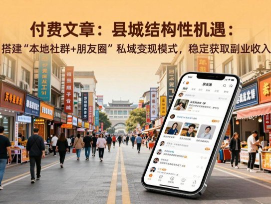 付费文章：县城结构性机遇：搭建“本地社群+朋友圈”私域变现模式，稳定获取副业收入
