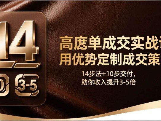 高客单成交实战课：用优势定制成交策略，14步法+10步交付，助你收入提升3-5倍
