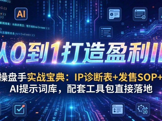 操盘手实战宝典：IP诊断表+发售SOP+AI提示词库，配套工具包直接落地，从0到1打造盈利IP