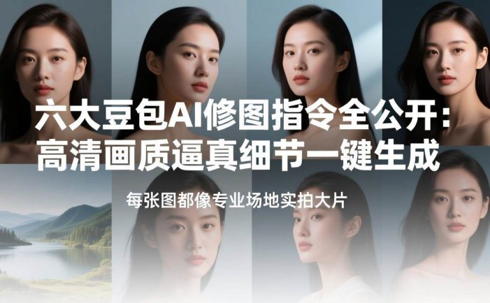 六大豆包AI修图指令全公开：高清画质逼真细节一键生成，每张图都像专业场地实拍大片