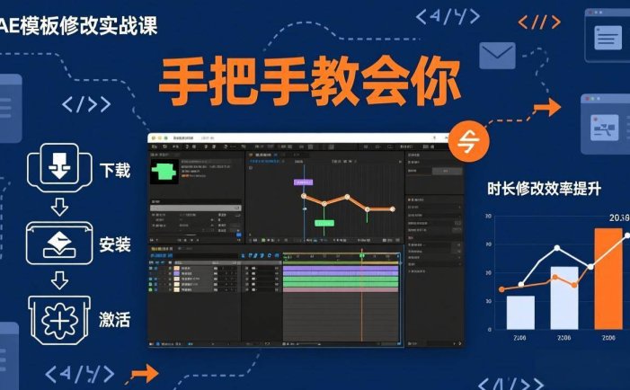 AE模板修改实战课从0到1，软件安装插件缺失跟踪时长修改全流程手把手教会你