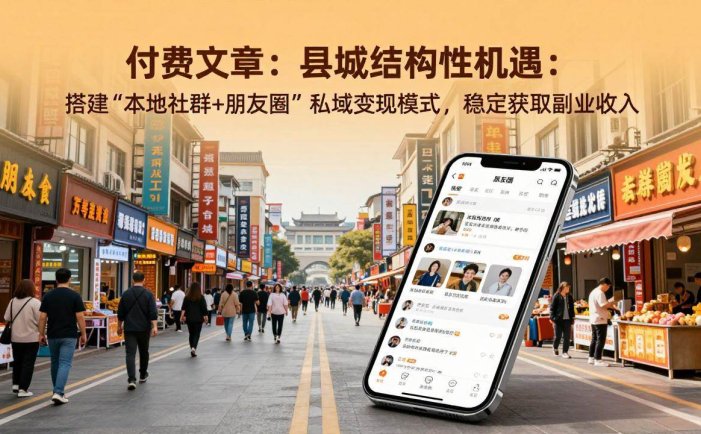 付费文章：县城结构性机遇：搭建“本地社群+朋友圈”私域变现模式，稳定获取副业收入